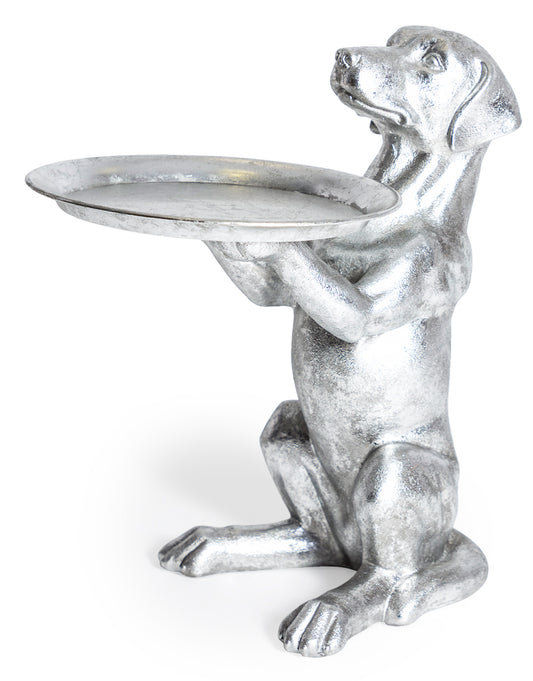 Antique Silver Labrador Holding Tray Ornament