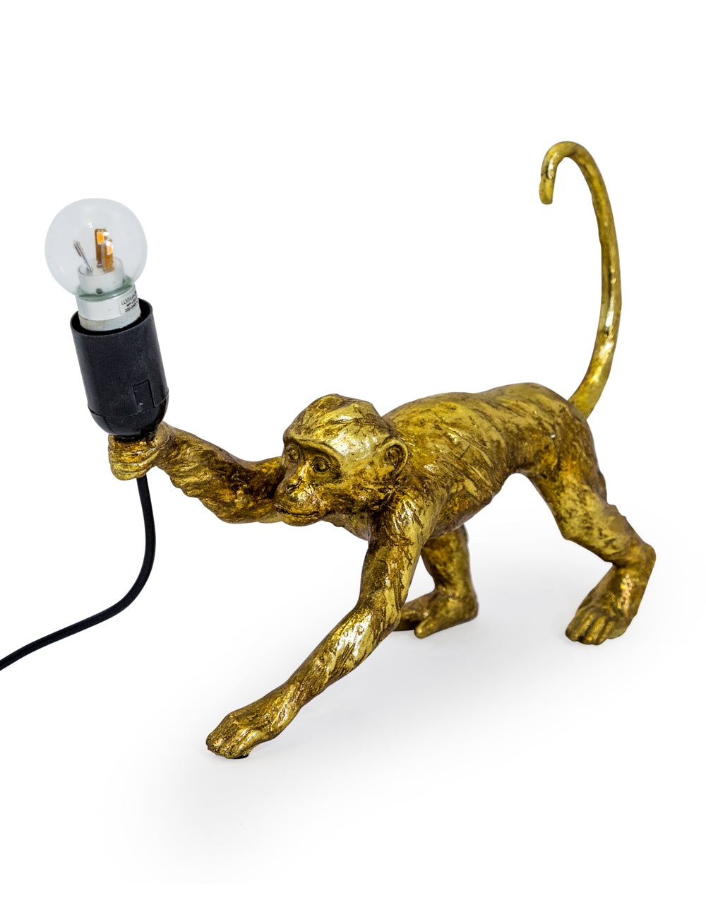 Antique Gold Crawling Monkey Table Lamp