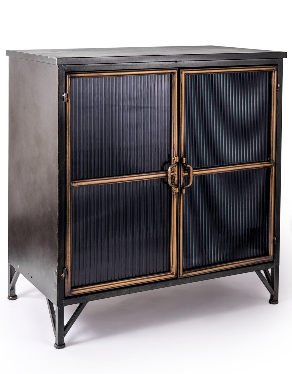 Black and Antique Gold "Orwell" Wide Cabinet