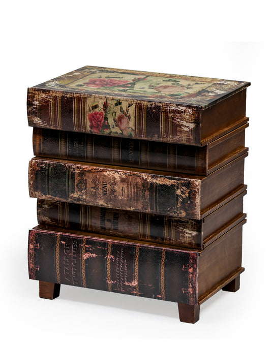 Antiqued Stacked Books Side Cabinet