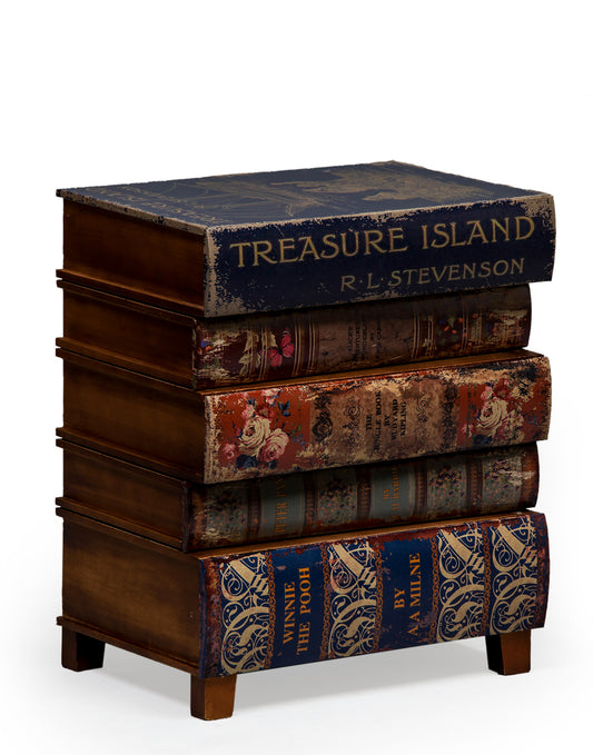 Antiqued Stacked Children's Books Side Cabinet